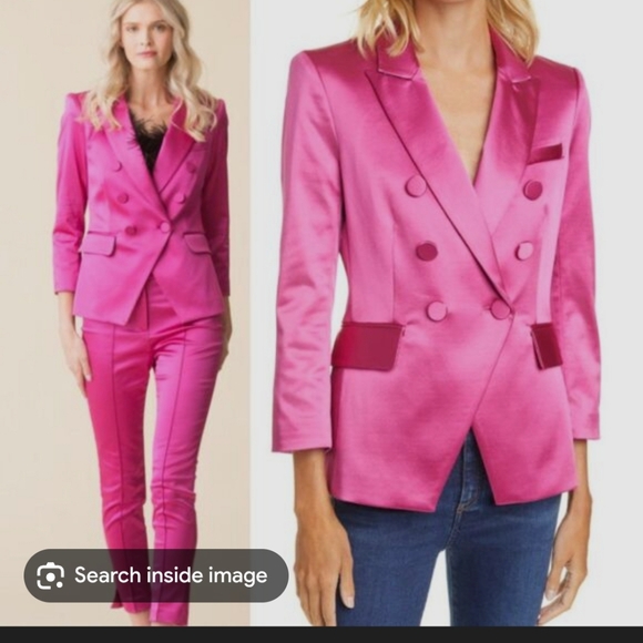 Veronica Beard Miller Deckay Satin Jacket Hibiscus US 6 No Size Tag SAMPLE - Picture 5 of 11